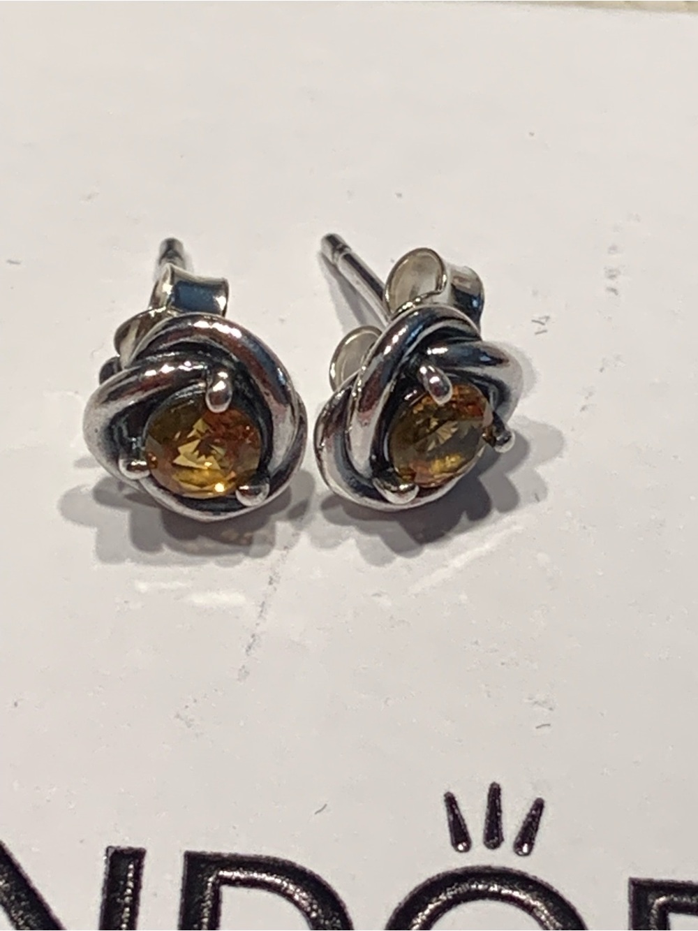 NEW Pandora November Honey Eternity Circle Stud Earrings